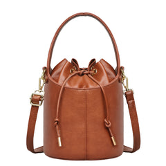 Small Crossbody Drawstring Bag For Women - Coffee