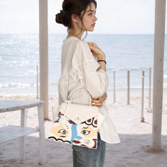 Peking Opera Mask Crossbody Bag - White