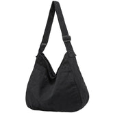 Large Canvas Hobo Crossbody Shoulder Bag with Zipper - Black