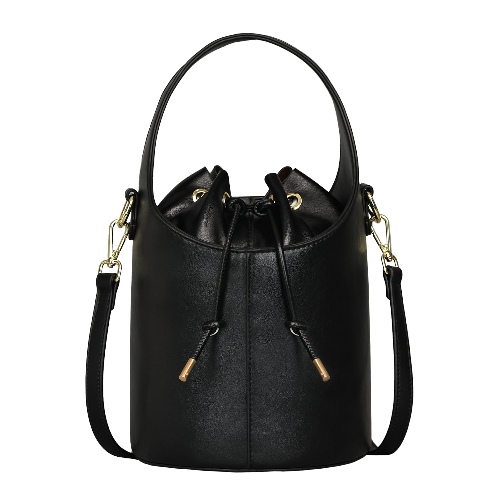 Small Crossbody Drawstring Bag For Women - Black