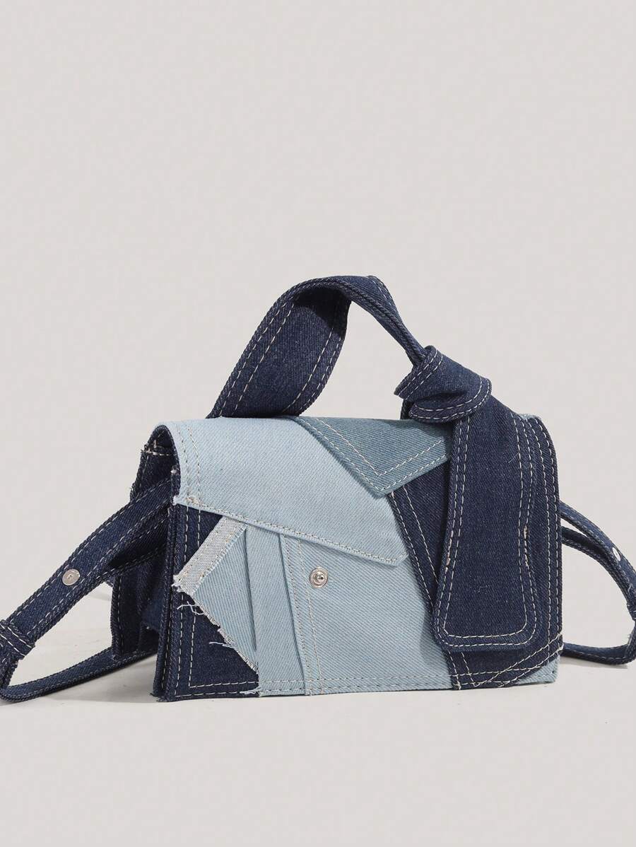 Denim patchwork crossbody bag