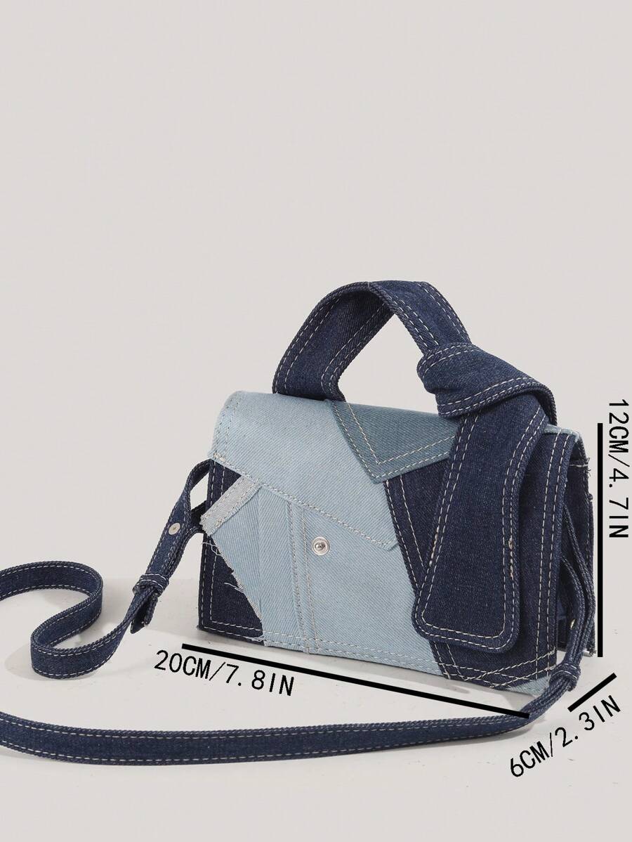Denim patchwork crossbody bag