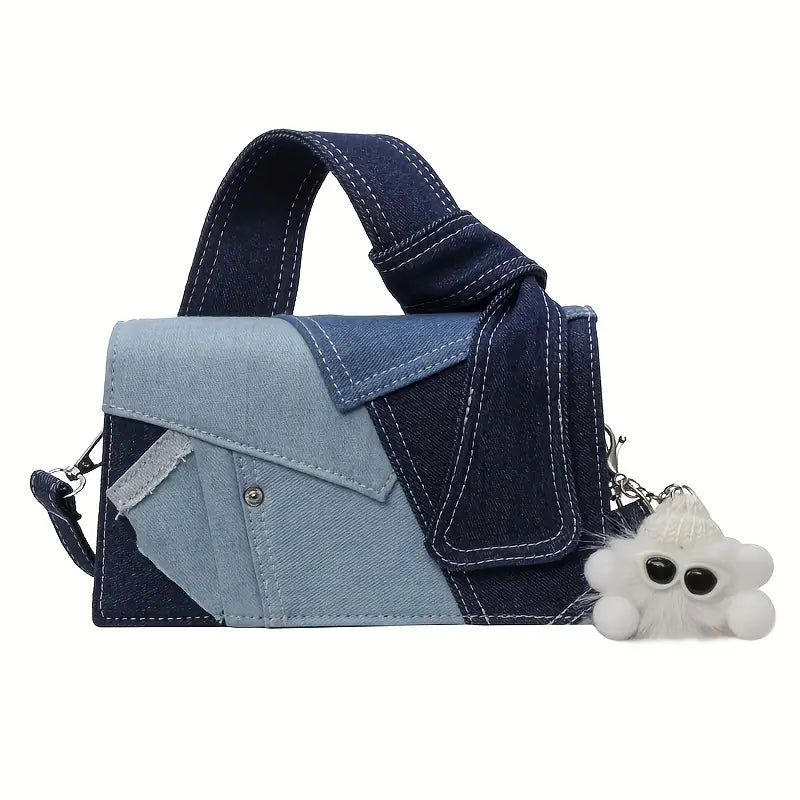Denim patchwork crossbody bag
