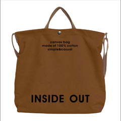Large Canvas Tote Canvas Crossbody Handbag Shoulder Bag for Work Travel Casual - Brown