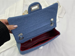 Classic small denim diamond handbag