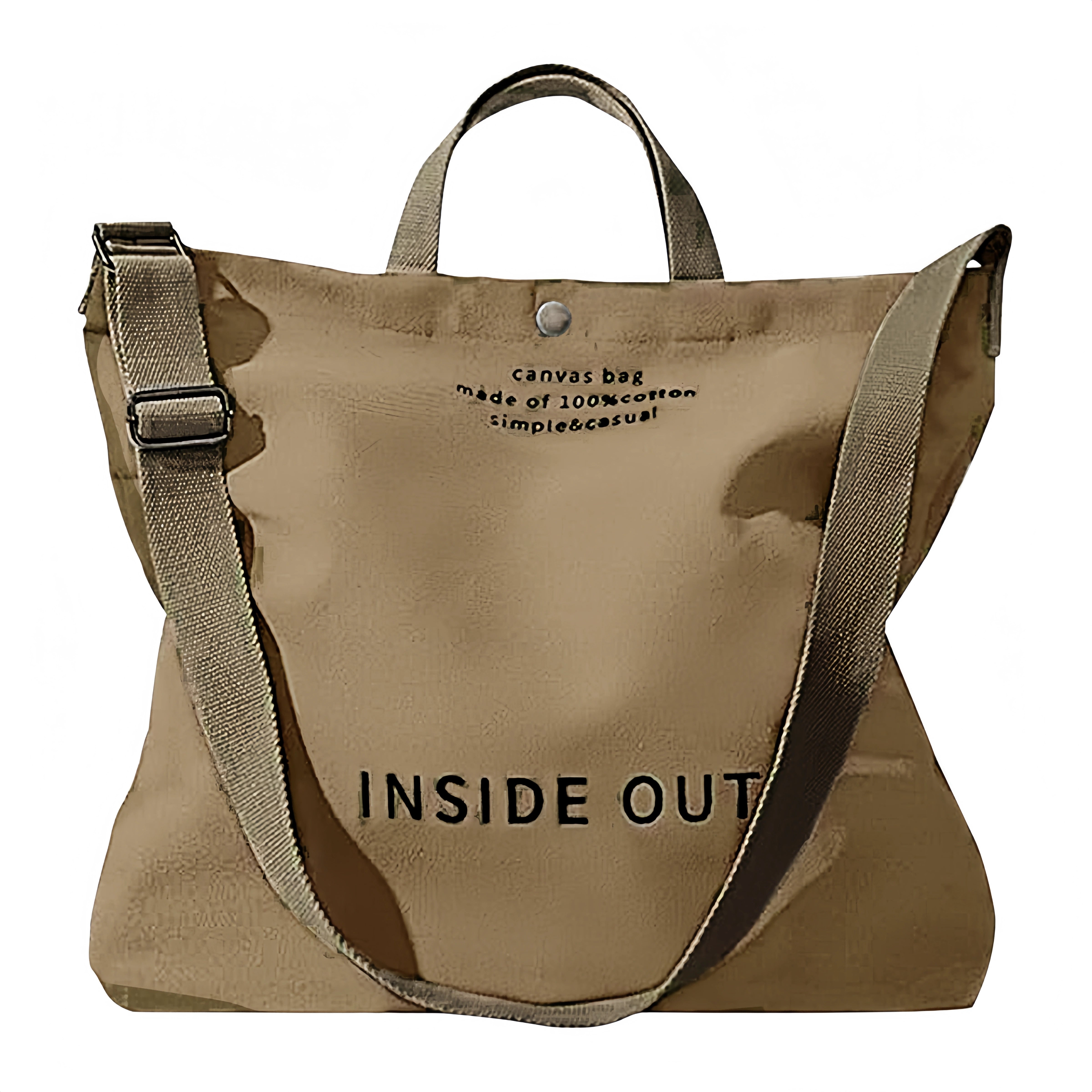 Large Canvas Tote Canvas Crossbody Handbag Shoulder Bag for Work Travel Casual - Khaki