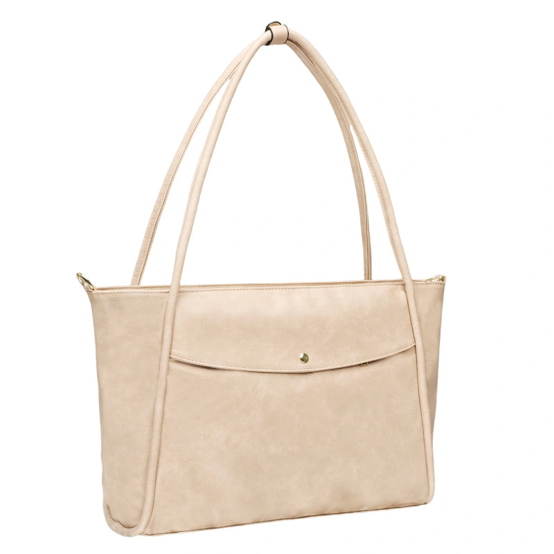 Large Tote Bag for Women with Zipper - White