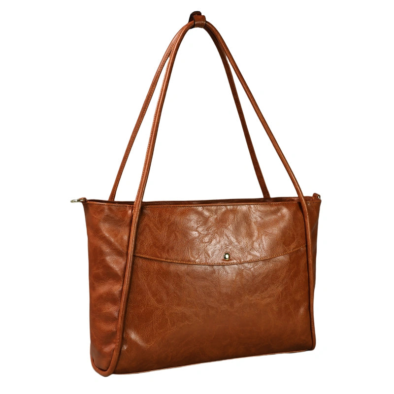 Large Tote Bag for Women with Zipper - Brown