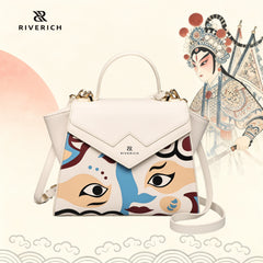 Peking Opera Mask Crossbody Bag - White