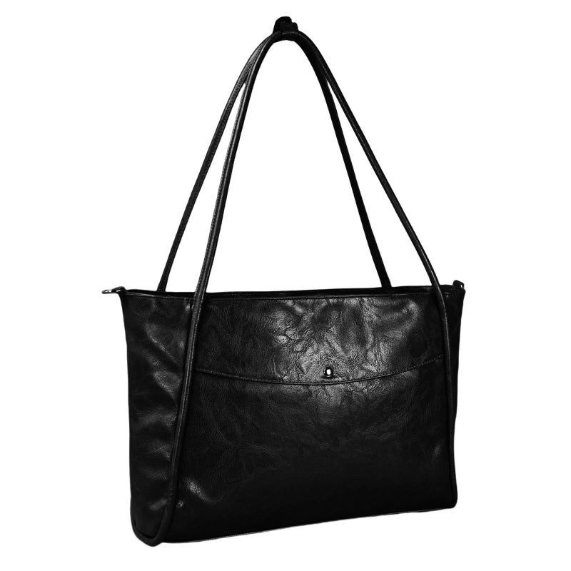 Large Tote Bag for Women with Zipper - Black