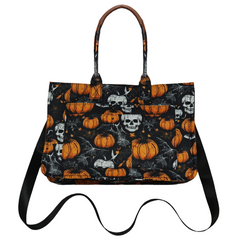 Skeletontote Canvas Shoulder Bag with Zipper