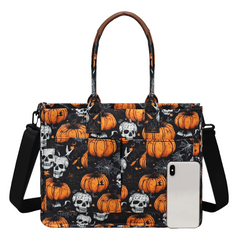 Skeletontote Canvas Shoulder Bag with Zipper