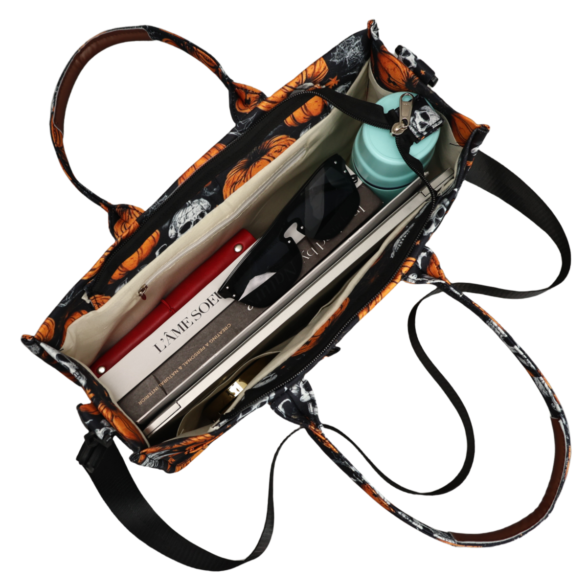 Skeletontote Canvas Shoulder Bag with Zipper