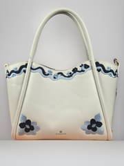 Floral embroidered basket bag