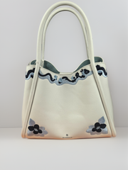 Floral embroidered basket bag