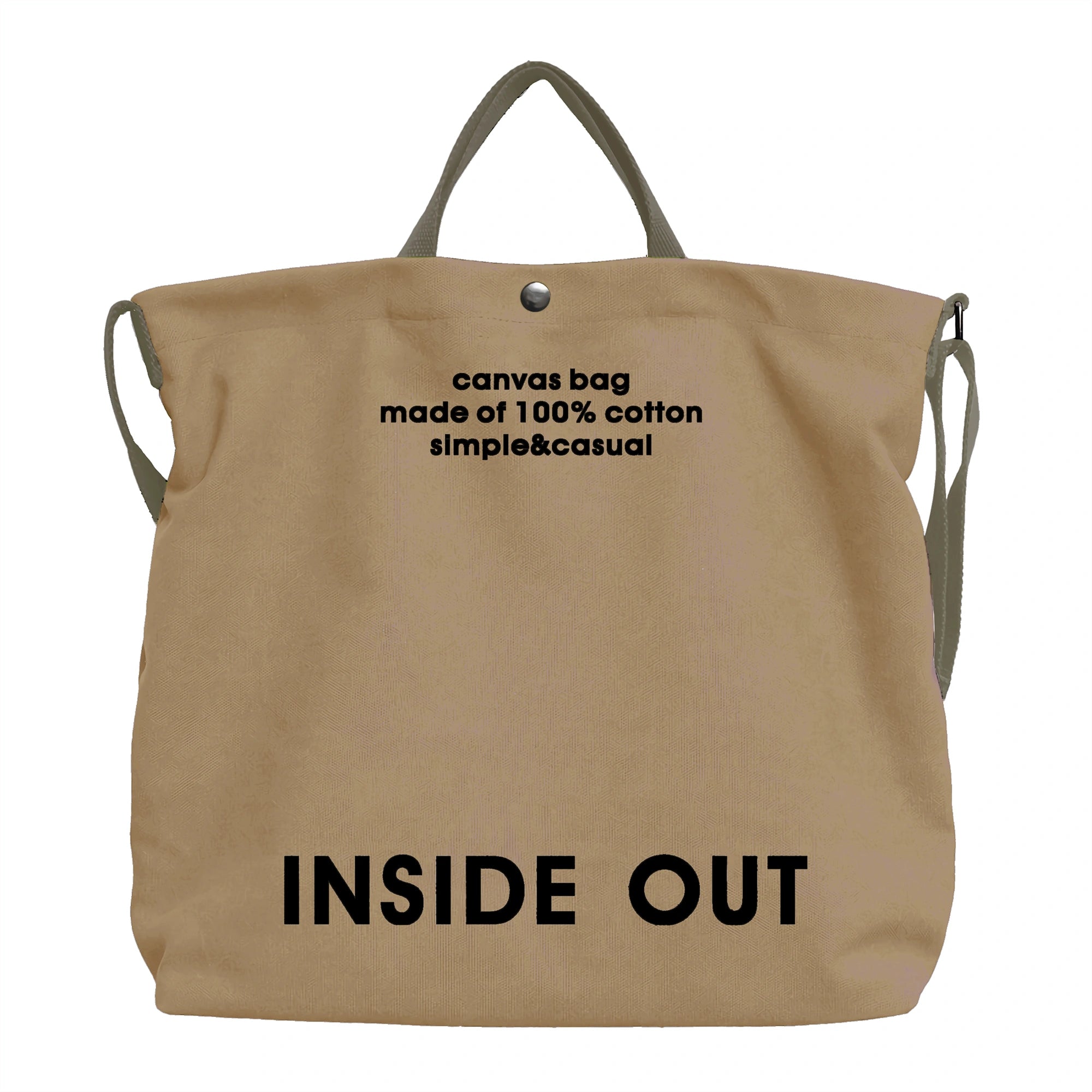 Large Canvas Tote Canvas Crossbody Handbag Shoulder Bag for Work Travel Casual - Khaki