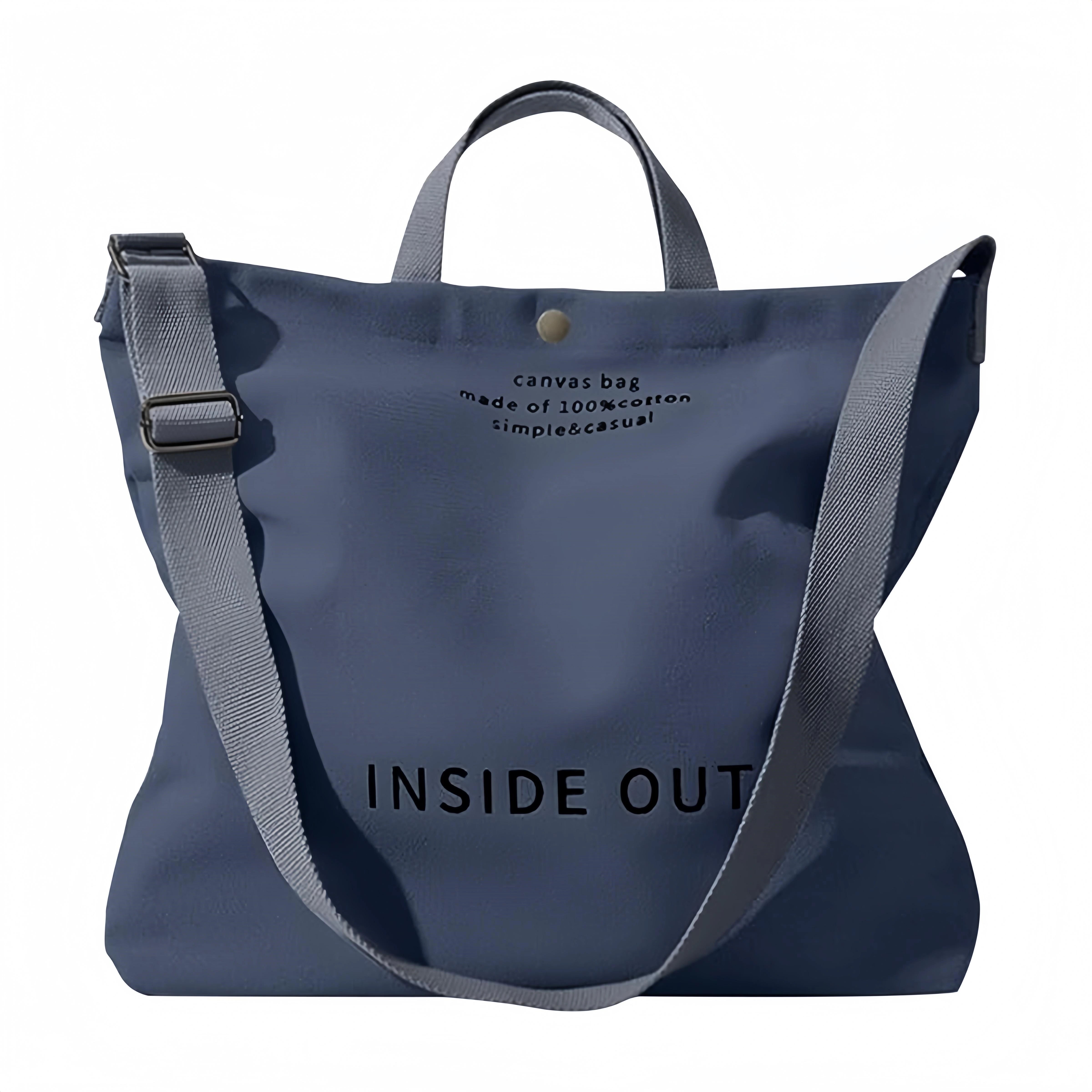 Large Canvas Tote Canvas Crossbody Handbag Shoulder Bag for Work Travel Casual - Grey