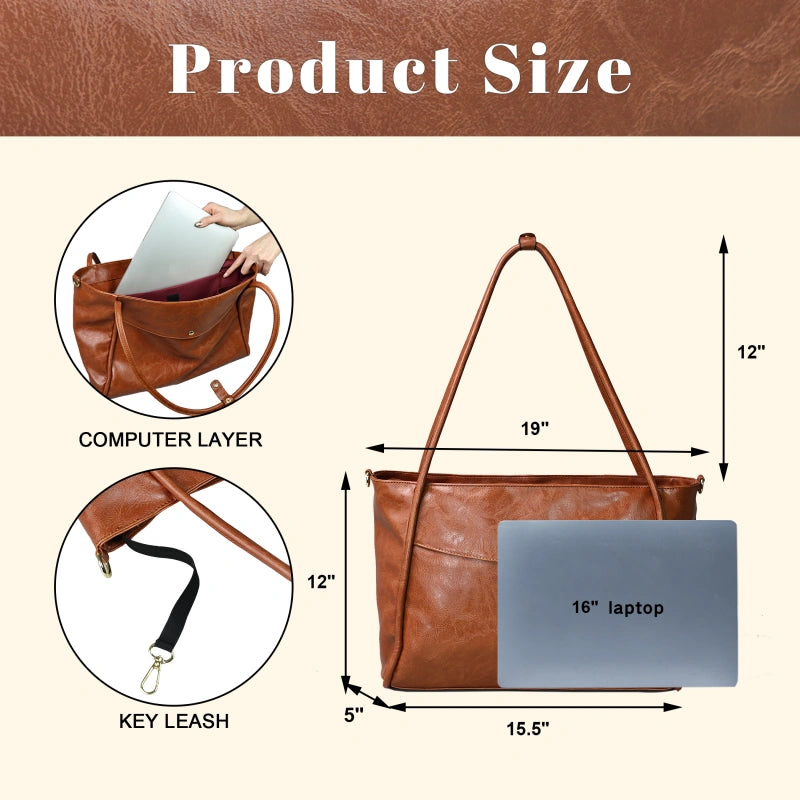 Large Tote Bag for Women with Zipper - Size