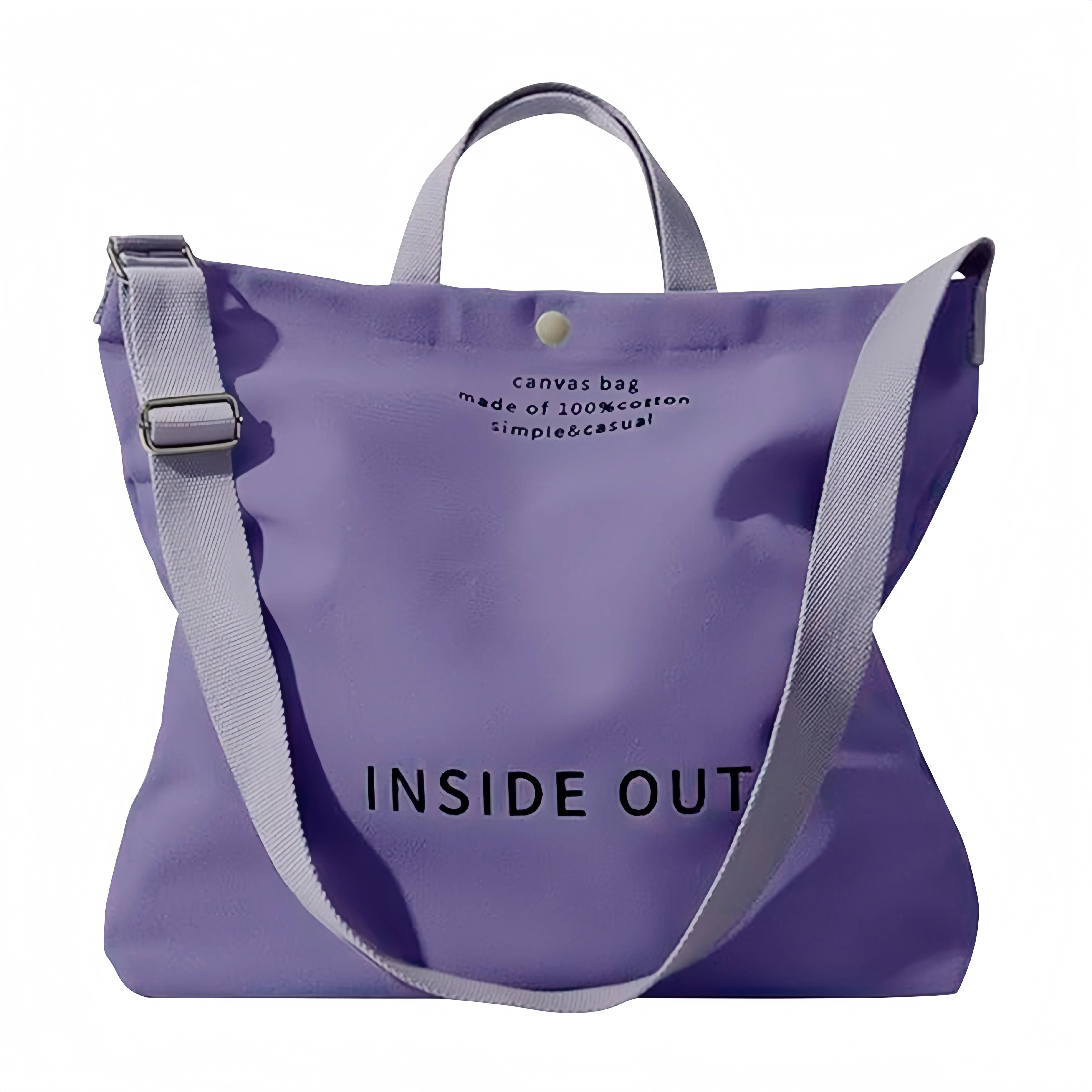 Large Canvas Tote Canvas Crossbody Handbag Shoulder Bag for Work Travel Casual - Purple