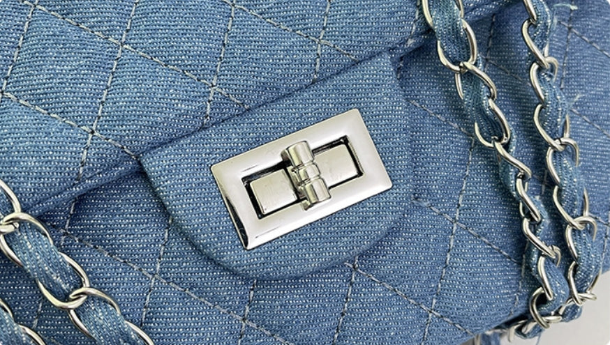 Classic small denim diamond handbag