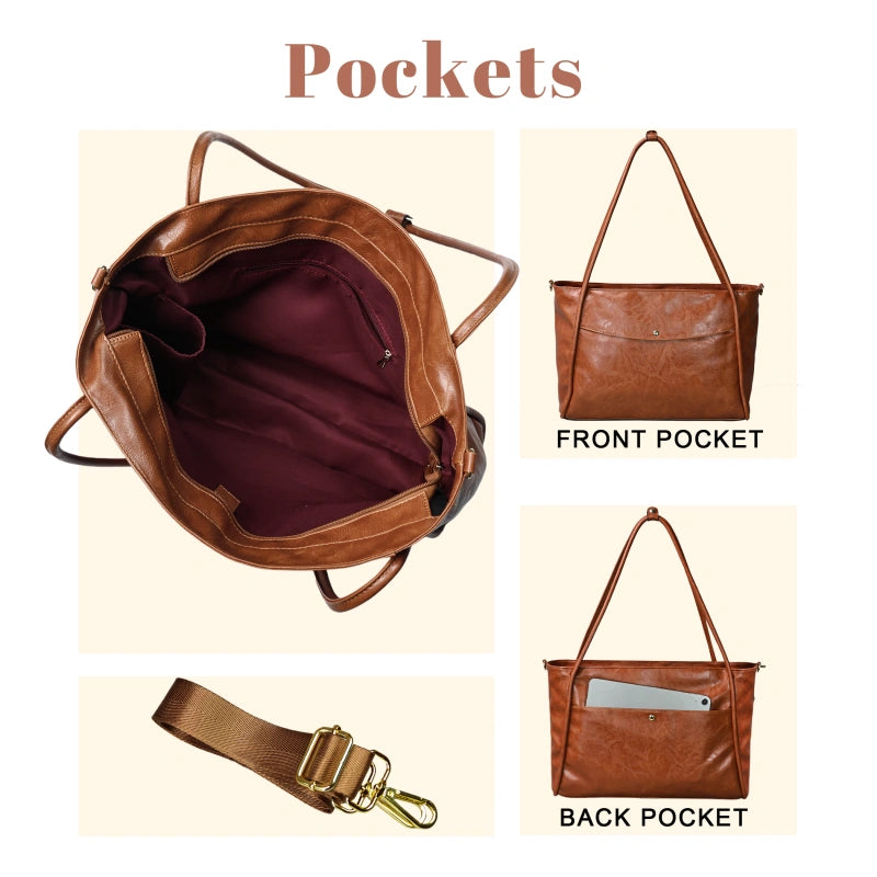 Large Tote Bag for Women with Zipper - Pockets