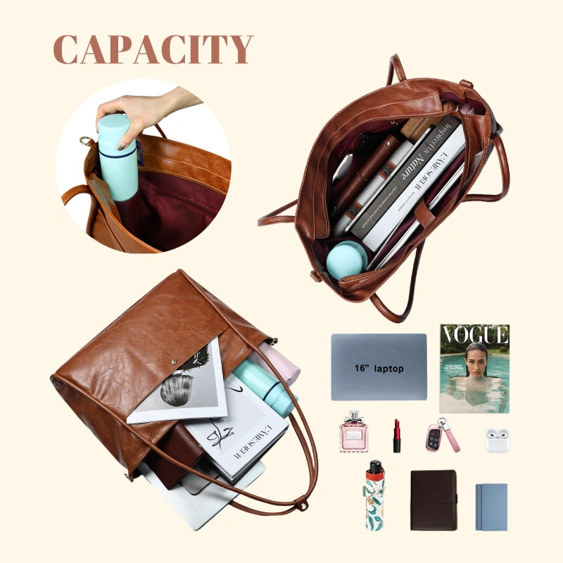 Large Tote Bag for Women with Zipper - Capacity