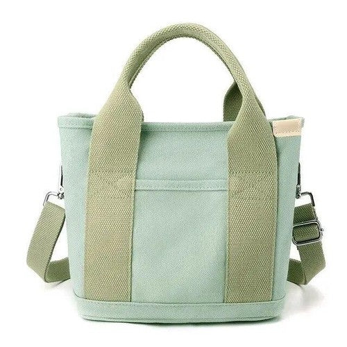 Women Canvas Tote Bag with Zipper - Green