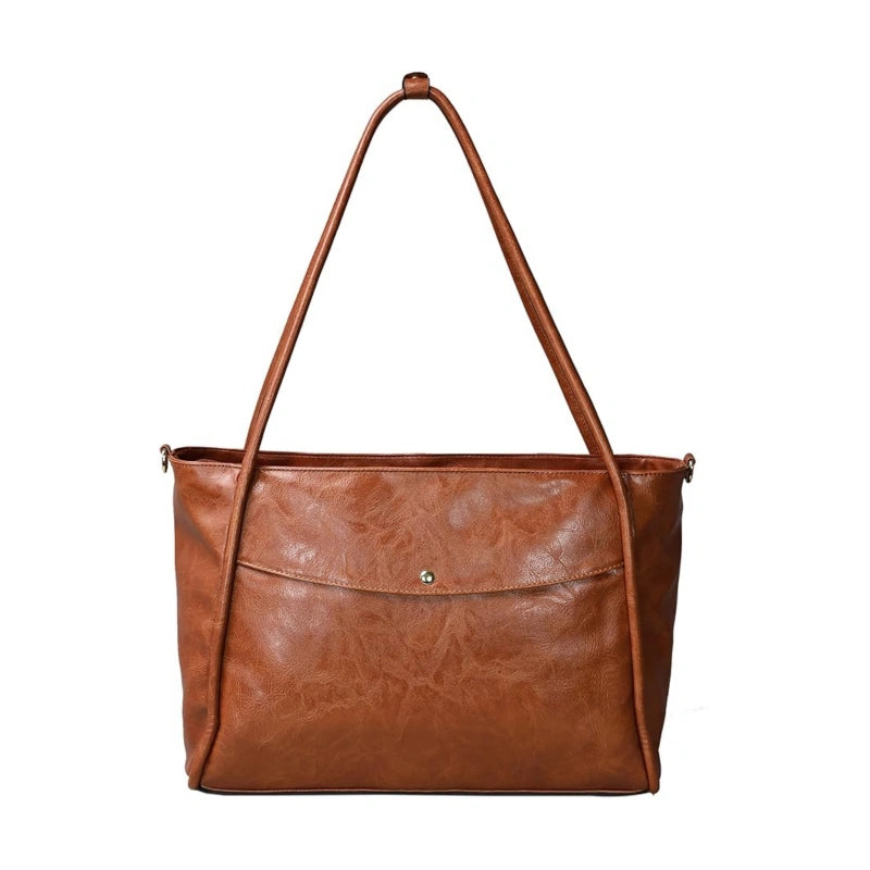 Large Tote Bag for Women with Zipper - Brown