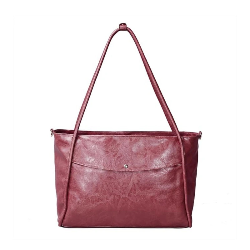 Large Tote Bag for Women with Zipper - Red