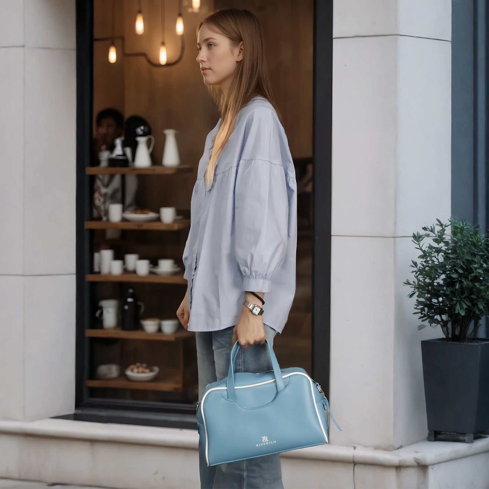 Jade Pillow Boston Bag - Blue