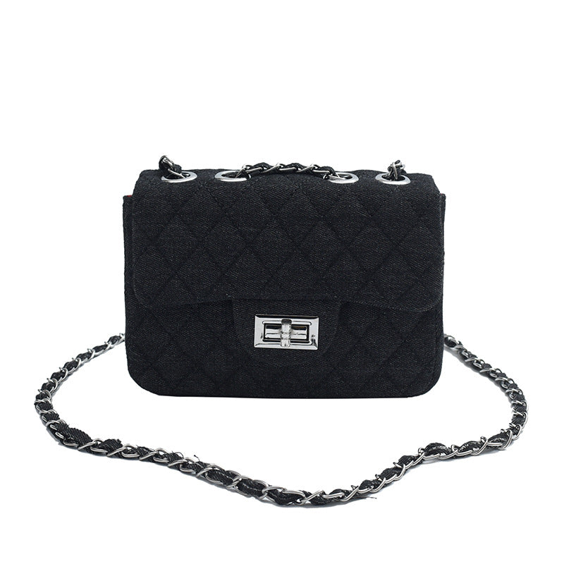 Classic small denim diamond handbag