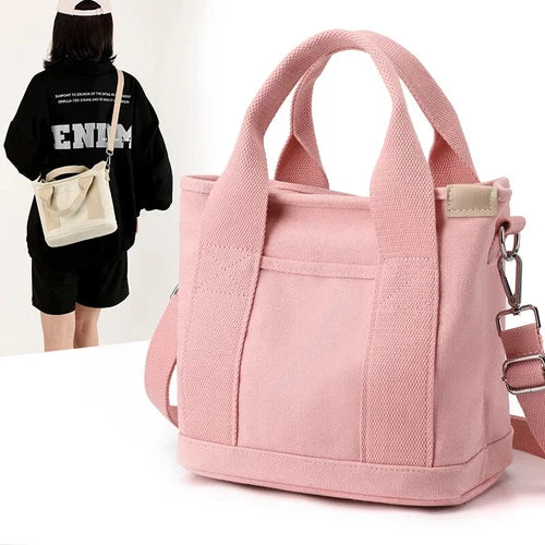 Women Canvas Tote Bag with Zipper - Color