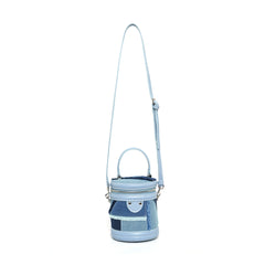 Denim patchwork bucket bag