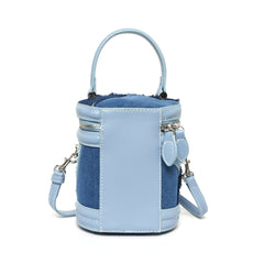 Denim patchwork bucket bag