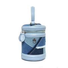 Denim patchwork bucket bag