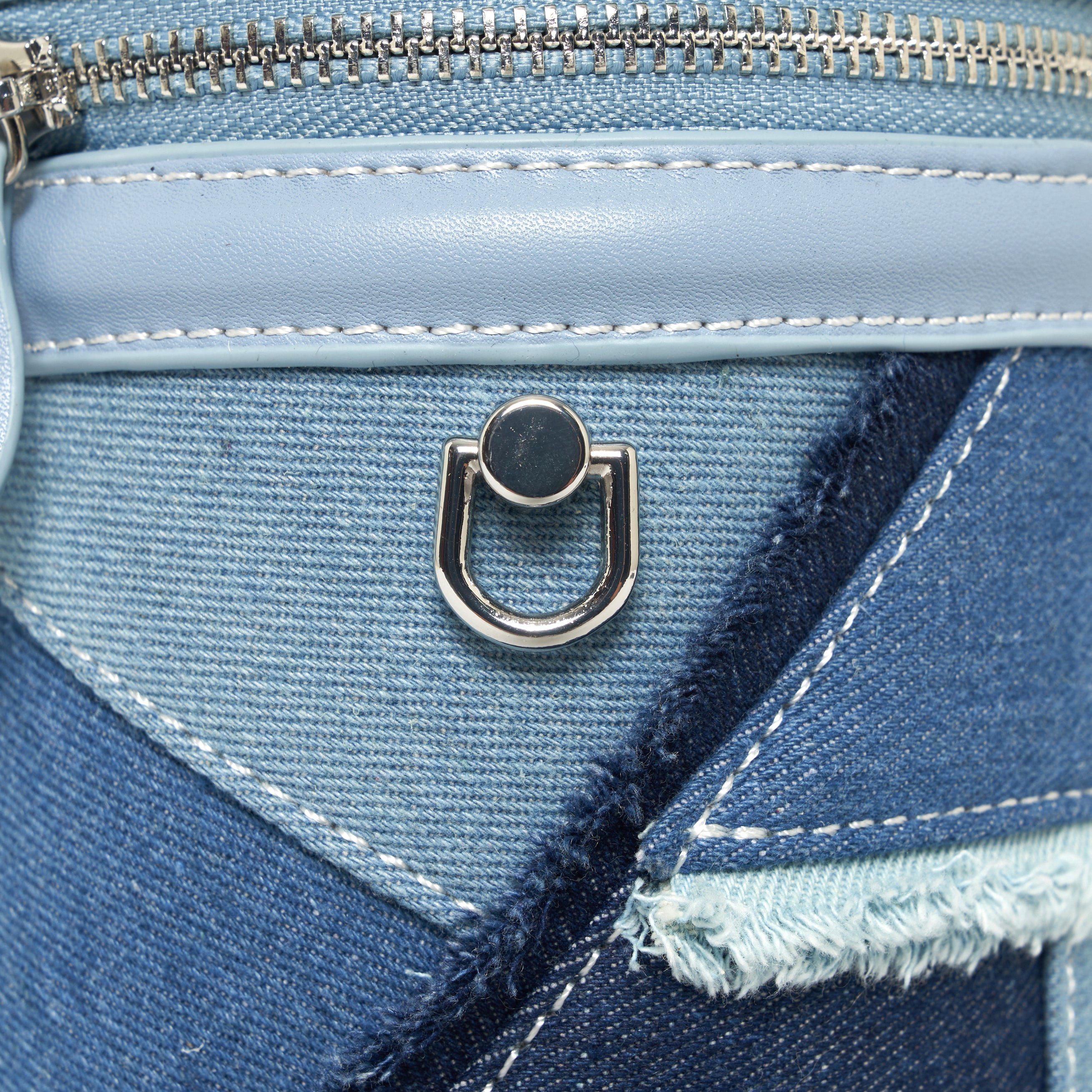 Denim patchwork bucket bag