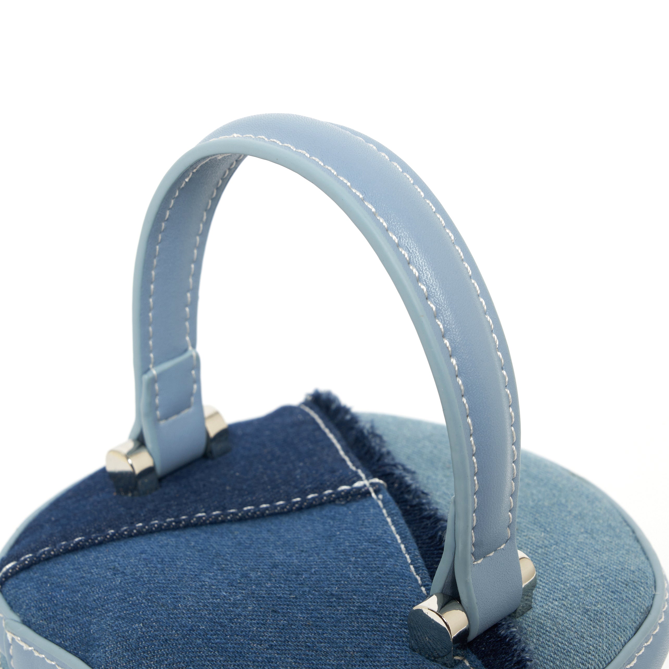 Denim patchwork bucket bag