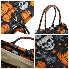 Skeletontote Canvas Shoulder Bag with Zipper