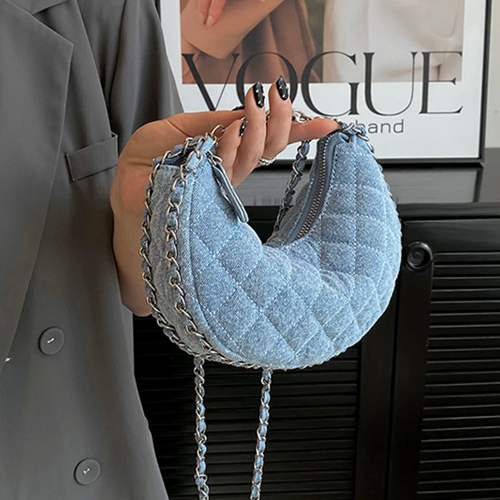 Riverich New Denim Fabrics Chain Crossbody Bags
