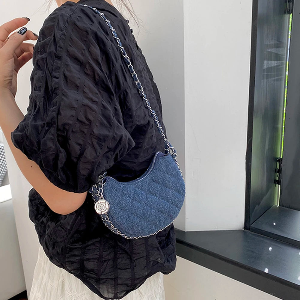 Riverich New Denim Fabrics Chain Crossbody Bags