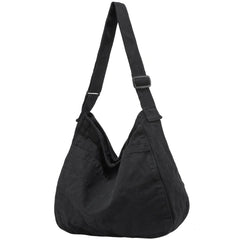 Large Canvas Hobo Crossbody Shoulder Bag with Zipper - Black