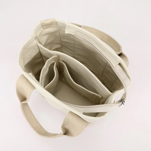 Women Canvas Tote Bag with Zipper - Capacity