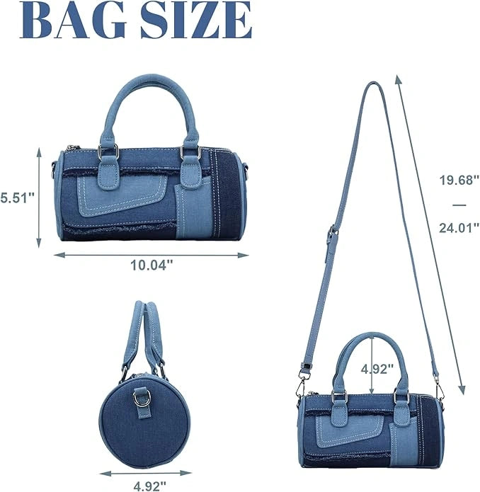 Denim Purses For Women Patchwork Crossbody Shoulder Bags - Detail