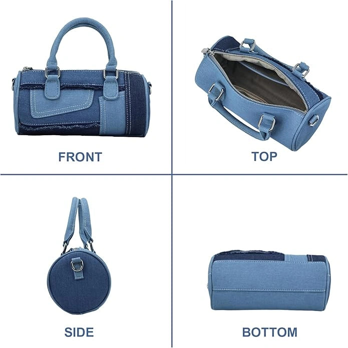 Denim Purses For Women Patchwork Crossbody Shoulder Bags - Detail
