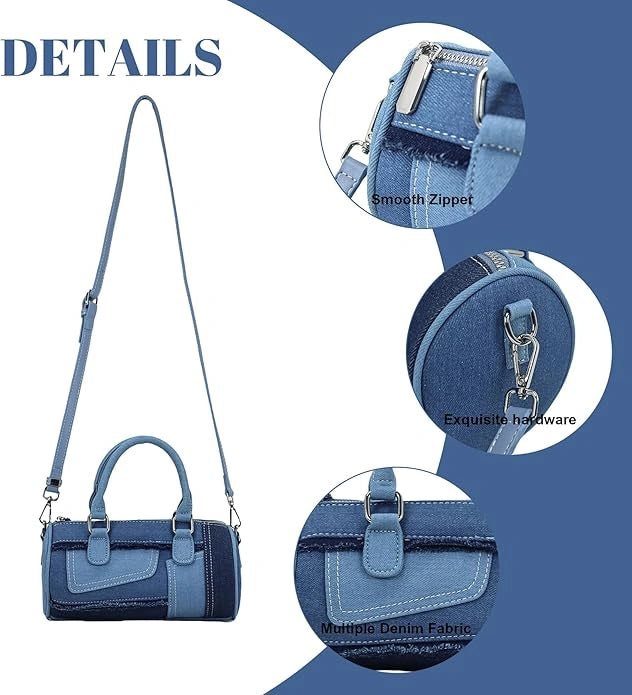 Denim Purses For Women Patchwork Crossbody Shoulder Bags - Detail