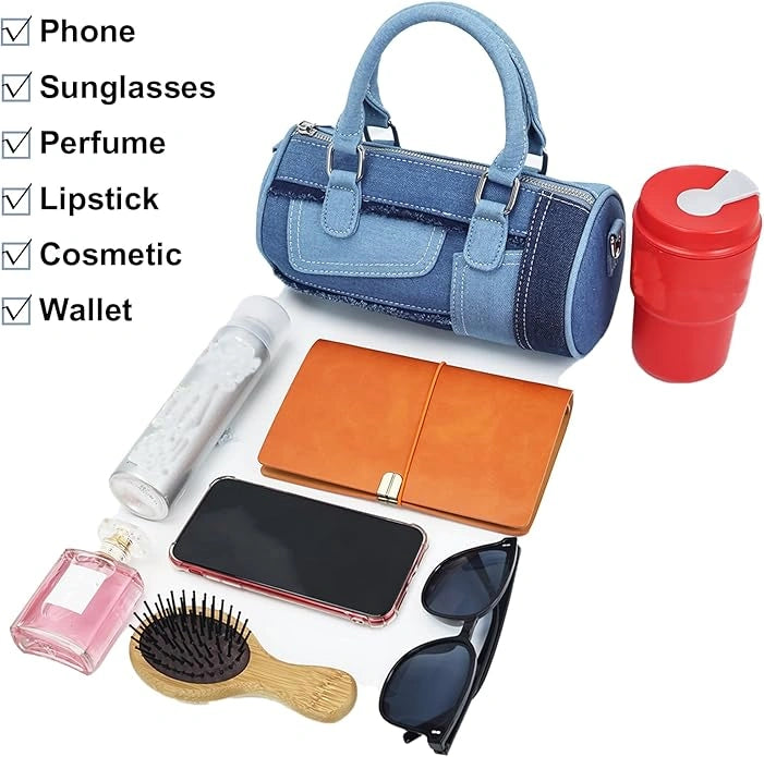 Denim Purses For Women Patchwork Crossbody Shoulder Bags - Detail