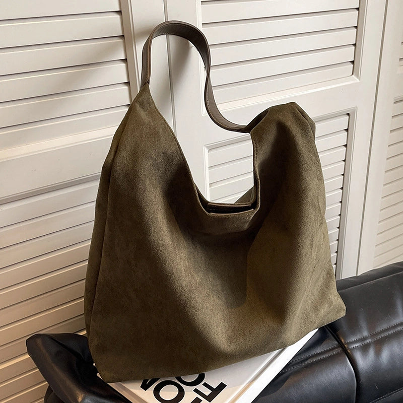 Faux Suede Hobo Bag for Women - Green