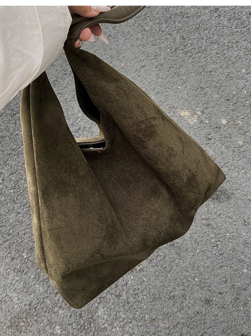 Faux Suede Hobo Bag for Women - Green