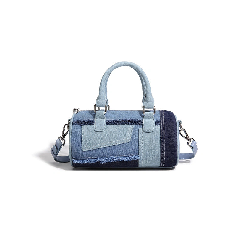 Denim Purses For Women Patchwork Crossbody Shoulder Bags - Light Blue