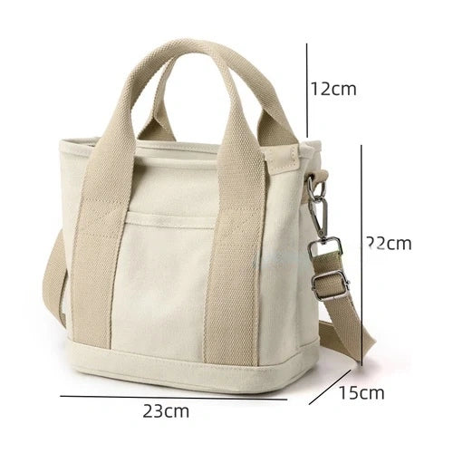 Women Canvas Tote Bag with Zipper - Size